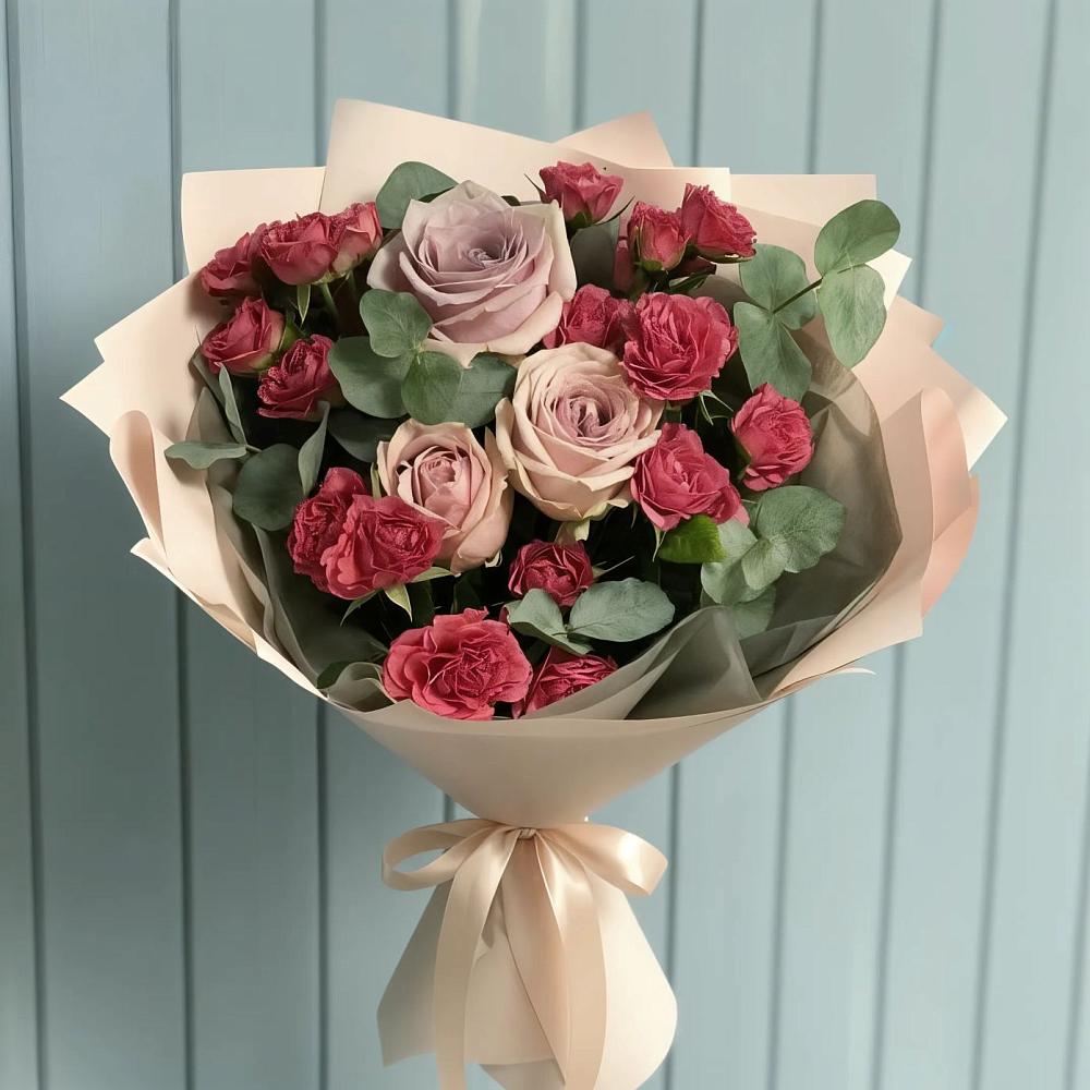 Букет цветов из: Гвоздики и Розы в Новокасторное