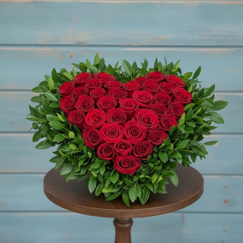 Цветочная композиция из Розы в виде сердца в Новокасторное