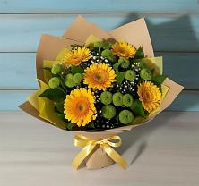 Букет цветов из:  Герберы и Хризантемы в Новокасторное