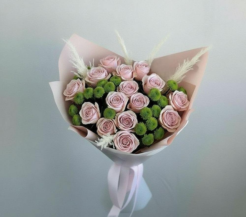 Букет цветов из: Розы и Хризантемы в Новокасторное