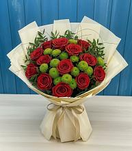 Букет цветов из:  Розы и Хризантемы в Новокасторное